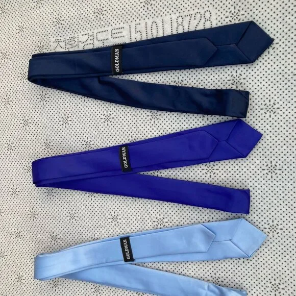 Lot of 3 Skinny Men Ties Neckties Men Fashion Ties Navy, Blue and Sky Blue - Picture 4 of 7